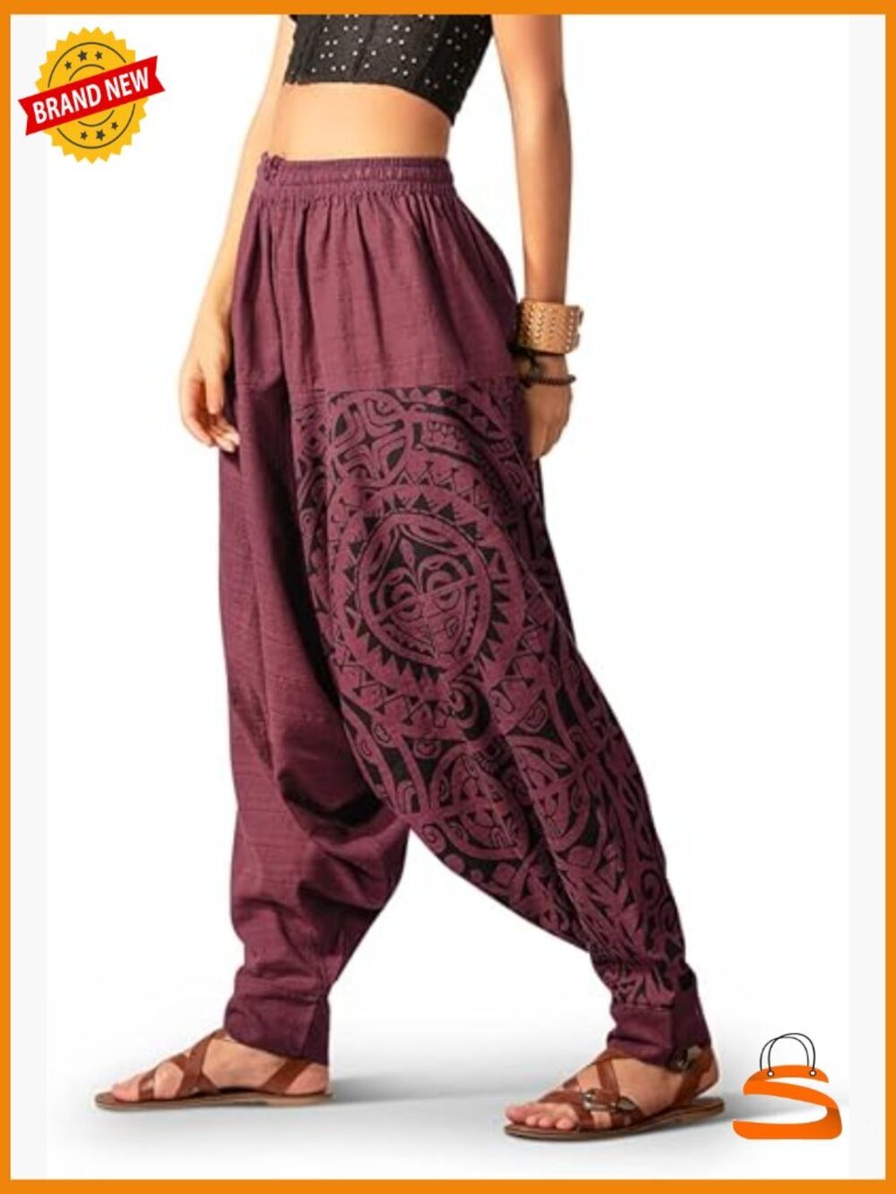 Women's Printed Harem Pants Elastic Waist Boho Yoga Lounge Pants